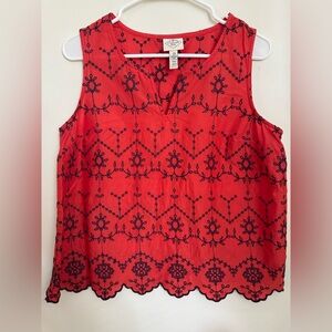 ⭐️St. John's Bay Red Embroidered Blouse